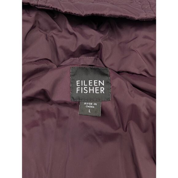 Eileen Fisher Women's Size Large Hooded Down Puffer Jacket Plum - Picture 8 of 12